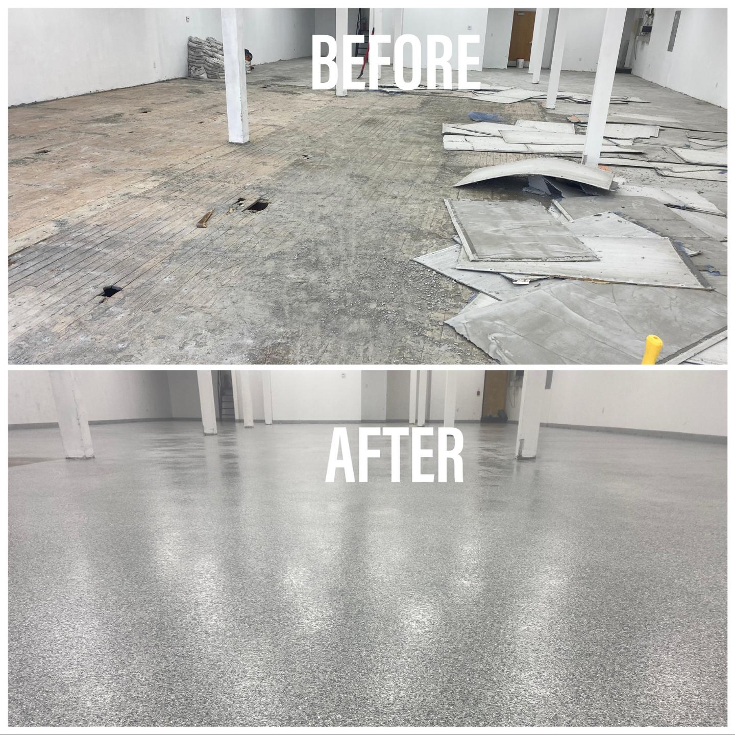 Raw concrete finished with professional epoxy floor